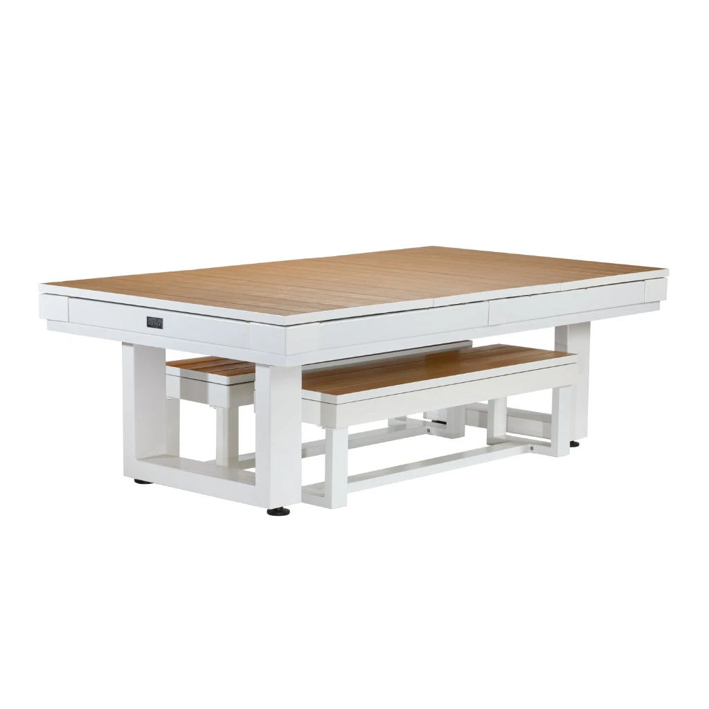 American Heritage Lanai Outdoor Pool Table Set In Pearl White - Image 3