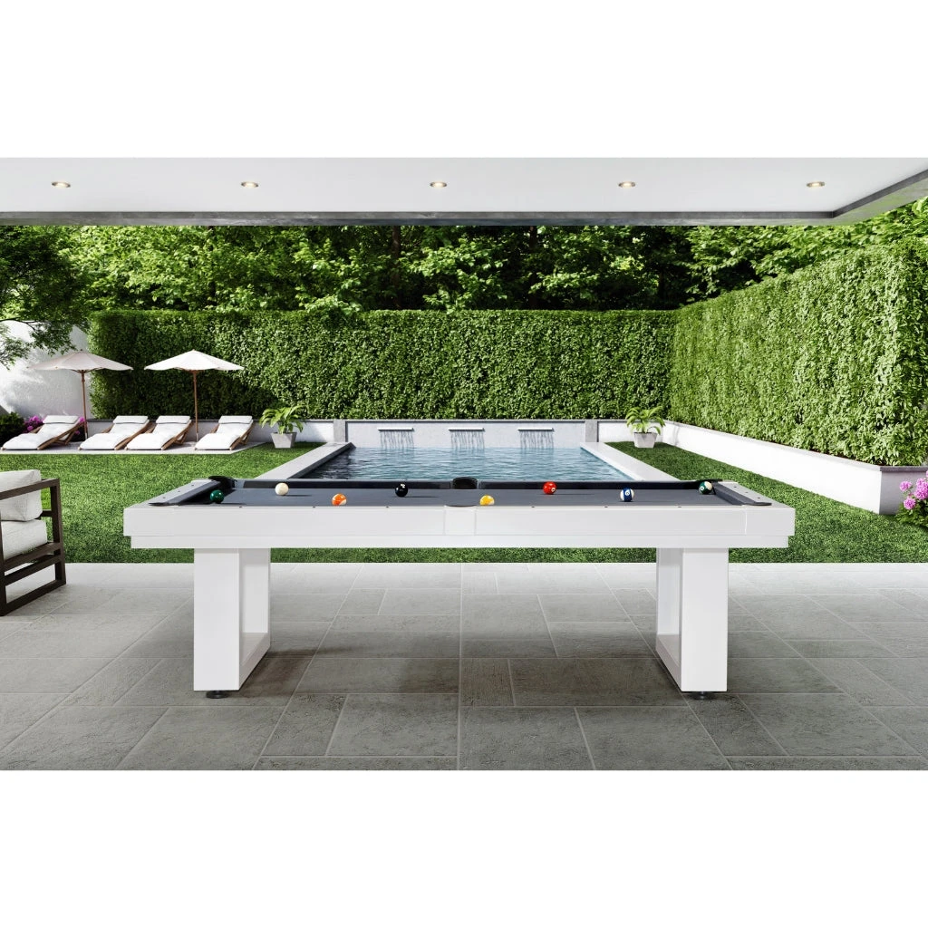 American Heritage Lanai Outdoor Pool Table Set In Pearl White - Image 6