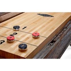 Brunswick Canton 14 Foot Shuffleboard Table 13 Brunswick Canton 14 Foot Shuffleboard Table -Game Series Store Brunswick Canton 14 Foot Shuffleboard Table closeup Game Room Spot