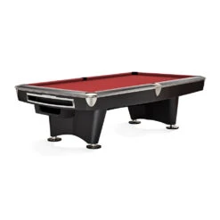 Brunswick Gold Crown VI Pool Table In Matte Black 33 Brunswick Gold Crown VI Pool Table In Matte Black -Game Series Store Brunswick Gold Crown VI Pool Table Matte Black in Cardinal Red Game Room Spot