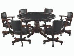 RAM Game Room 60" 2 In 1 Game Table With 6 Swivel Game Chairs