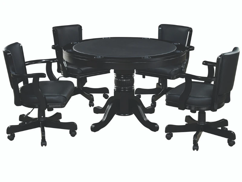 RAM Game Room 48" Game Table Set With 4 Swivel Game Chairs 3 RAM Game Room 48" Game Table Set With 4 Swivel Game Chairs