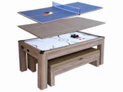 Hathaway Driftwood 7-ft Air Hockey Table Combo Set With Benches