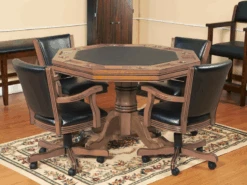 Hathaway Kingston 3-in-1 Poker Table With 4 Chairs -Game Series Store hathaway kingston 48 poker table combo set with 4 arm chairs oak finish sale