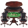 Hathaway Kingston 3-in-1 Poker Table With 4 Chairs -Game Series Store hathaway kingston 48 poker table combo set with 4 arm chairs walnut finish